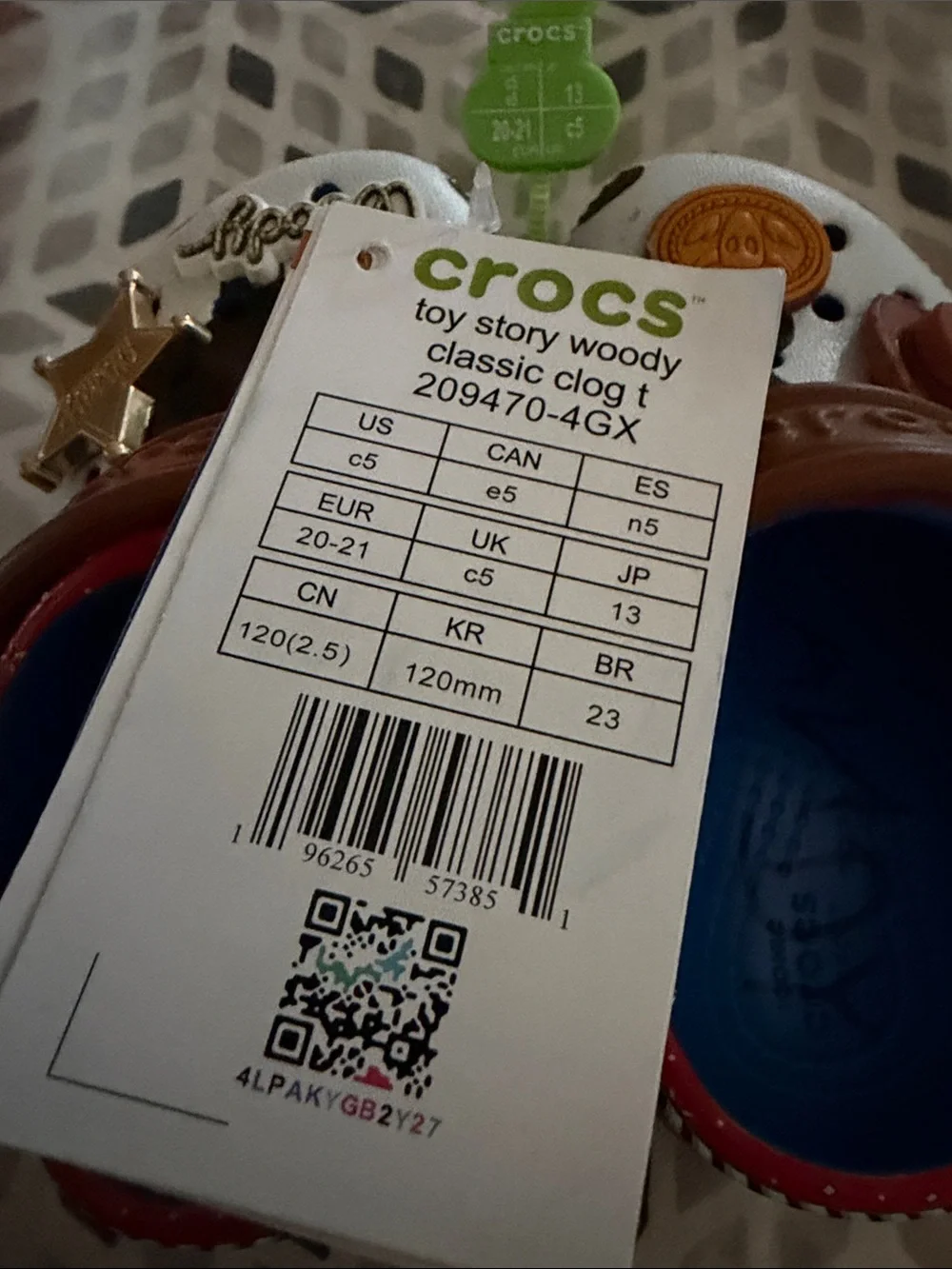 CROCS Toy Story Woody Kids Classic Clog - White, Brown, Blue